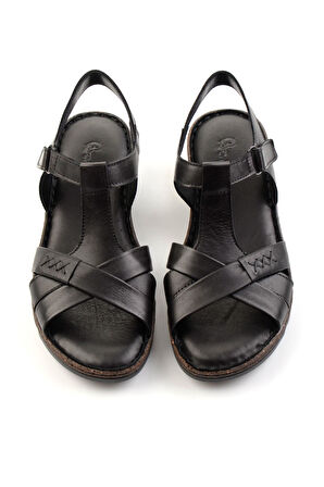 Siyah Leather Kadın Sandalet K05907020703