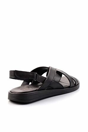Siyah Hakiki Deri Kadın Sandalet K05906131603