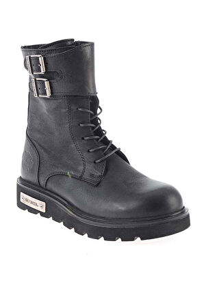 Black Hakiki Deri Kadın Bot & Bootie K0777055899