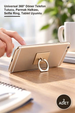 2 Adet Cep Telefonu Selfie Yüzüğü – Universal 360° Döner Telefon Tutucu, Parmak Halkası, Selfie Ring, Tablet Uyumlu