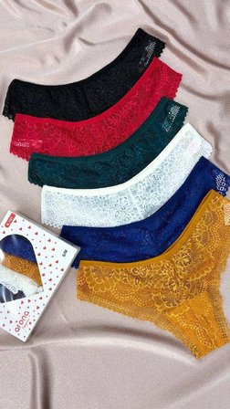 NobleBabyKids Dantelli Slip Kadın Külot 6'lı Paket Normal Bel Çok Renkli XXL