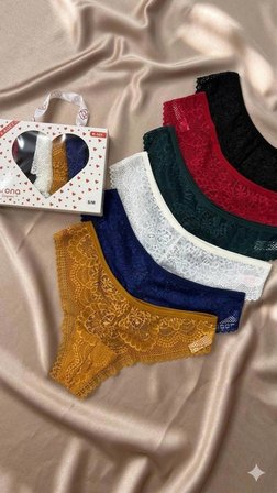 NobleBabyKids Dantelli Slip Kadın Külot 6'lı Paket Normal Bel Çok Renkli XXL
