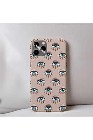 İphone SE 2.Nesil (2020) Uyumlu İçi Kadife Göz Desenli Telefon Kılıfı