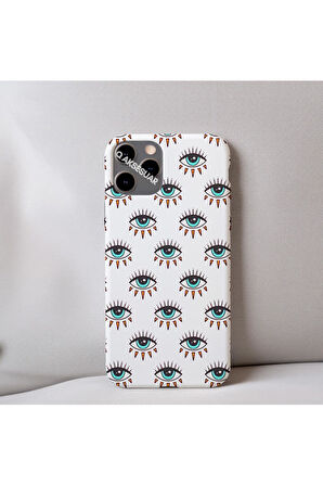 İphone SE 2.Nesil (2020) Uyumlu İçi Kadife Göz Desenli Telefon Kılıfı