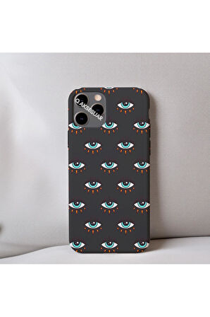 İphone X Uyumlu İçi Kadife Göz Desenli Telefon Kılıfı