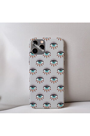 İphone XS Uyumlu İçi Kadife Göz Desenli Telefon Kılıfı