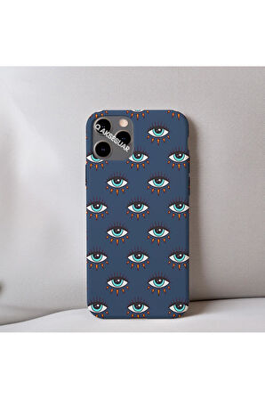 İphone 15 Uyumlu İçi Kadife Göz Desenli Telefon Kılıfı