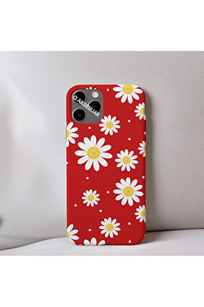 İphone 7 Plus Uyumlu Papatya Desenli İçi Kadife Silikon Tasarım Telefon Kılıfı Kapak