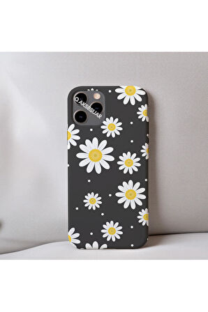 İphone SE 2.Nesil (2020) Uyumlu Papatya Desenli İçi Kadife Silikon Tasarım Telefon Kılıfı Kapak