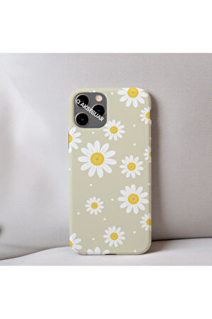 İphone 11 Uyumlu Papatya Desenli İçi Kadife Silikon Tasarım Telefon Kılıfı Kapak