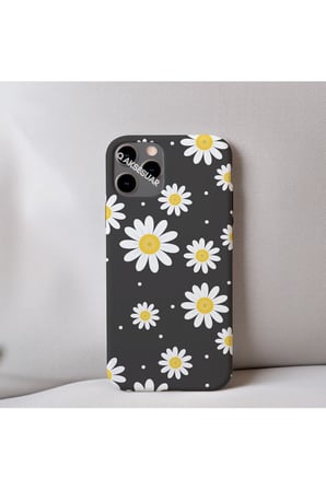 İphone 12 Uyumlu Papatya Desenli İçi Kadife Silikon Tasarım Telefon Kılıfı Kapak