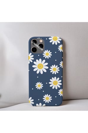 İphone 13 Uyumlu Papatya Desenli İçi Kadife Silikon Tasarım Telefon Kılıfı Kapak