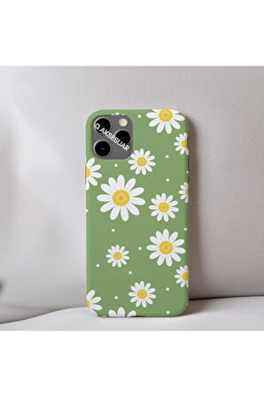 İphone 13 Pro Uyumlu Papatya Desenli İçi Kadife Silikon Tasarım Telefon Kılıfı Kapak