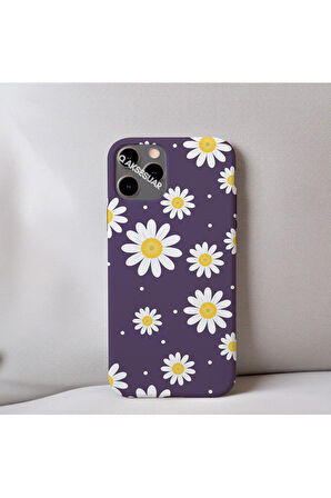 İphone 14 Plus Uyumlu Papatya Desenli İçi Kadife Silikon Tasarım Telefon Kılıfı Kapak