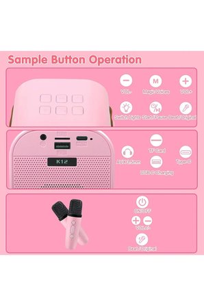K12 Karaoke Mikrofonlu Bluetoth Hoparlör 5w Kablosuz Mikrofonlu Speaker Rgb Led Işıklı Sd Kart Usb