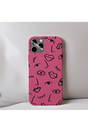 İphone 8 Uyumlu İçi Kadife Dudak Desenli Tasarım Telefon Kılıfı