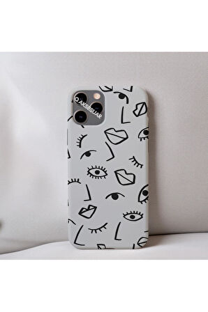 İphone 8 Plus Uyumlu İçi Kadife Dudak Desenli Tasarım Telefon Kılıfı