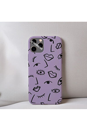 İphone 8 Plus Uyumlu İçi Kadife Dudak Desenli Tasarım Telefon Kılıfı