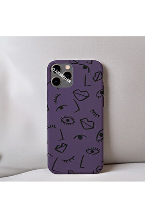 İphone SE 3.Nesil (2022) Uyumlu İçi Kadife Dudak Desenli Tasarım Telefon Kılıfı