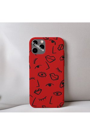 İphone XR Uyumlu İçi Kadife Dudak Desenli Tasarım Telefon Kılıfı