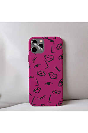 İphone 11 Uyumlu İçi Kadife Dudak Desenli Tasarım Telefon Kılıfı