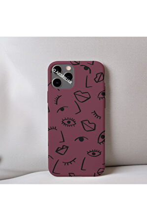 İphone 11 Pro Max Uyumlu İçi Kadife Dudak Desenli Tasarım Telefon Kılıfı