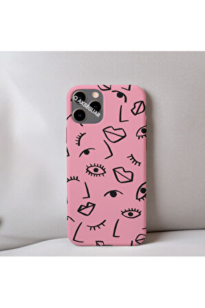 İphone 13 Pro Max Uyumlu İçi Kadife Dudak Desenli Tasarım Telefon Kılıfı