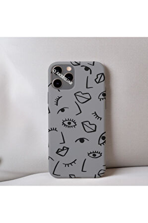 İphone 14 Pro Max Uyumlu İçi Kadife Dudak Desenli Tasarım Telefon Kılıfı