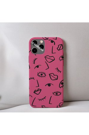 İphone 15 Pro Uyumlu İçi Kadife Dudak Desenli Tasarım Telefon Kılıfı