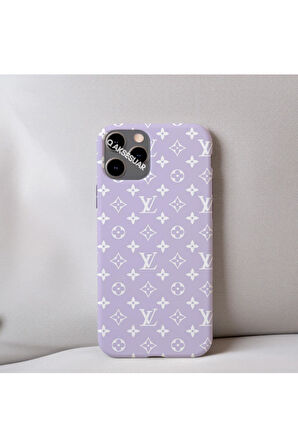 İphone 8 Plus Uyumlu İçi Kadife LV Desenli Tasarım Telefon Kılıfı