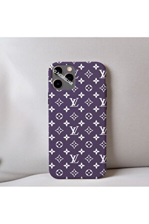 İphone SE 2.Nesil (2020) Uyumlu İçi Kadife LV Desenli Tasarım Telefon Kılıfı