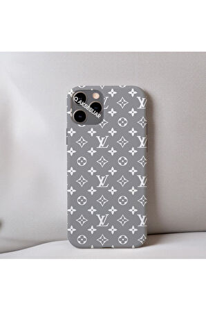 İphone SE 3.Nesil (2022) Uyumlu İçi Kadife LV Desenli Tasarım Telefon Kılıfı