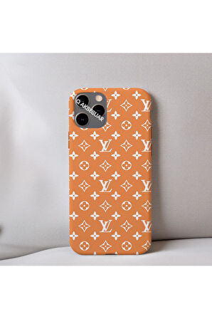 İphone 13 Pro Max Uyumlu İçi Kadife LV Desenli Tasarım Telefon Kılıfı