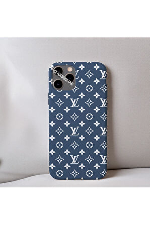 İphone 14 Pro Max Uyumlu İçi Kadife LV Desenli Tasarım Telefon Kılıfı