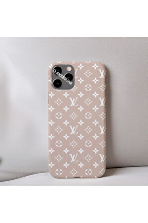 İphone 14 Plus Uyumlu İçi Kadife LV Desenli Tasarım Telefon Kılıfı