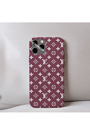 İphone 15 Pro Max Uyumlu İçi Kadife LV Desenli Tasarım Telefon Kılıfı