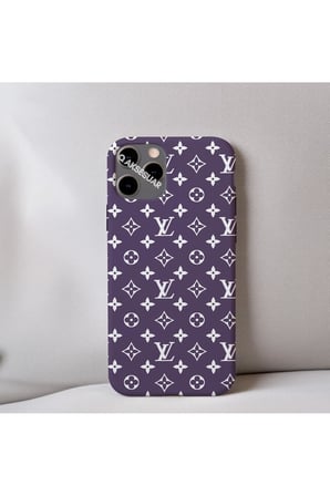 İphone 15 Pro Max Uyumlu İçi Kadife LV Desenli Tasarım Telefon Kılıfı