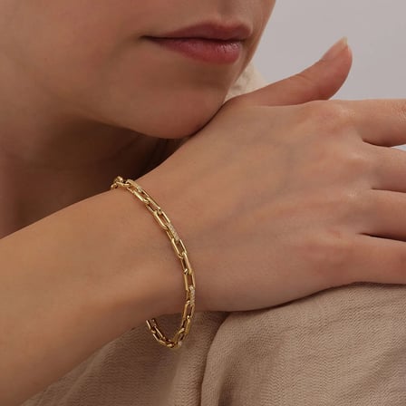Taşlı Ataç Zincir Altın Bileklik