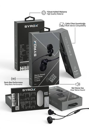 K15 Metal Mikrofonlu Kablolu Siyah  Extra Bass Kulakiçi Kulaklık