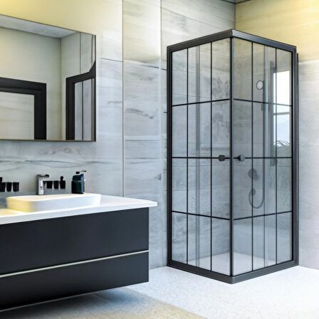 Durul Duşakabin Kare Siyah Çizgi 