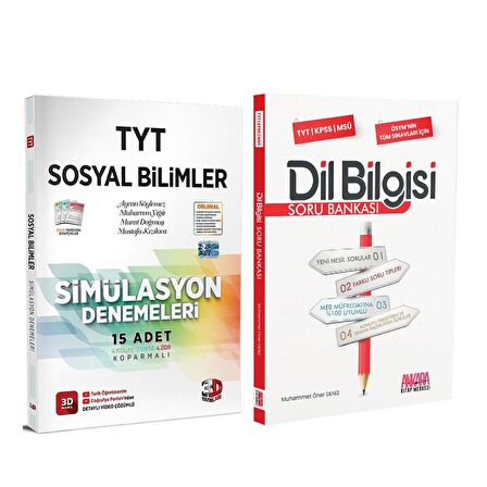 3D TYT Sosyal Bilimler Deneme ve AKM Dil Bilgisi Soru Bankası Seti 2 Kitap