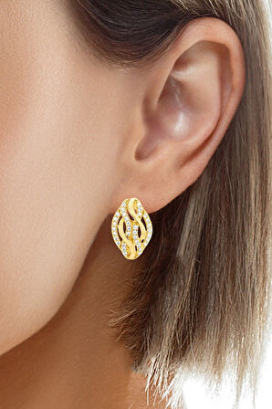 Cigold Taşlı Küpe 14 Ayar Altın 2.47 Gr OA-K1TB101029410