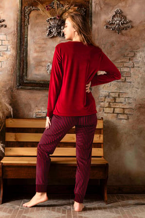 Nisanca Kışlık Kadın Kadife Pijama Takımı - Süper Soft Serisi