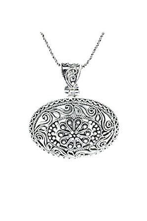 El Işi Oval Motifli Telkari Kolye