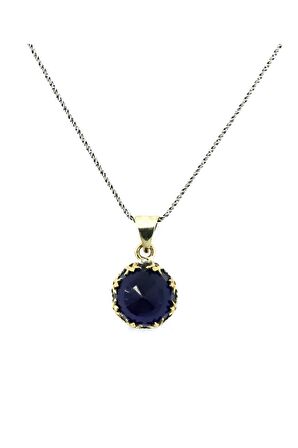 925 Ayar Safir Taşlı Otantik Gümüş Kolye