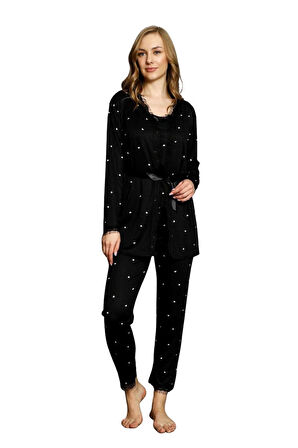 Sabahlıklı Dantel Detaylı Pegasus Kadın Pijama Takımı-Çeyizlik Takım- Geniş Beden Aralığı