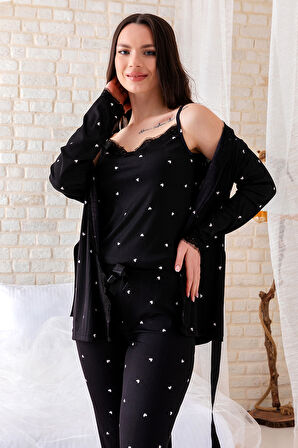 Sabahlıklı Dantel Detaylı Pegasus Kadın Pijama Takımı-Çeyizlik Takım- Geniş Beden Aralığı