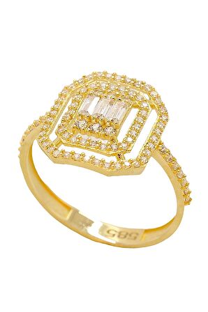 Cigold Taşlı Yüzük Baget 14 Ayar Altın 2,05 Gr OA-K21601028411