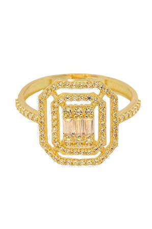 Cigold Taşlı Yüzük Baget 14 Ayar Altın 2,05 Gr OA-K21601028411