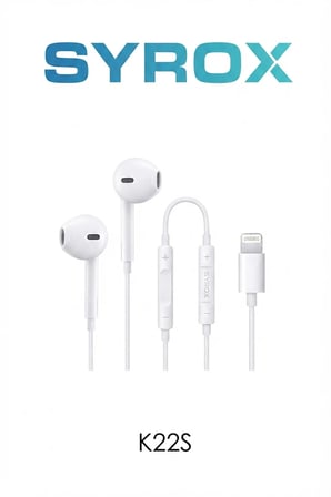 K22S Lightning Kulak İçi Kulaklık, Ergonomik Tasarım, HD Ses ve Dahili Mikrofon - Beyaz